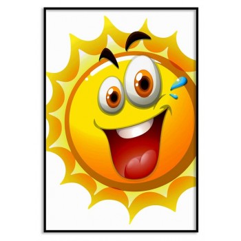 Söt & glad sol illustration - Rolig poster Söt & glad sol illustration - Rolig poster