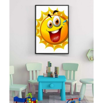Söt & glad sol illustration - Rolig poster Söt & glad sol illustration - Rolig poster