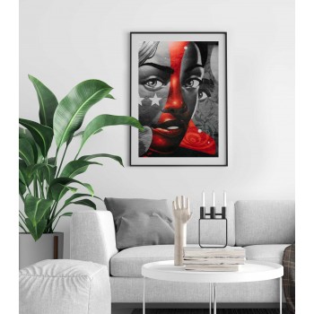 Abstract colorful painting of a woman - Poster
