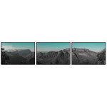 Svartvit / turkos tavla i tre delar - Berg & natur