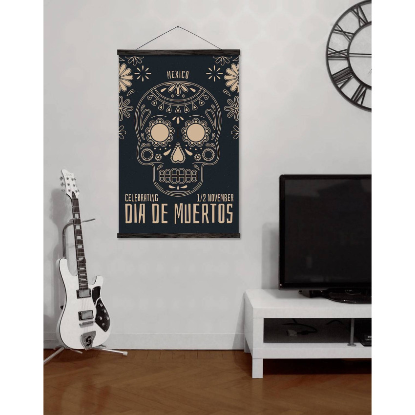 Dia De Muertos Skull and Flowers - Big Poster