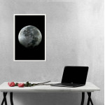 Moon with Black Background - Black and White Poster
