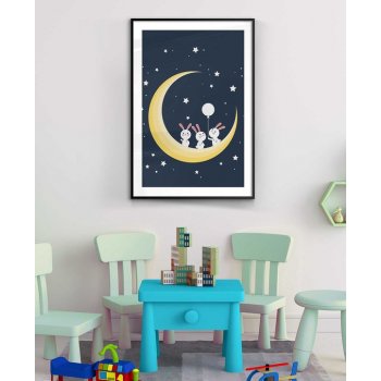 Moon & rabbits - Kids poster