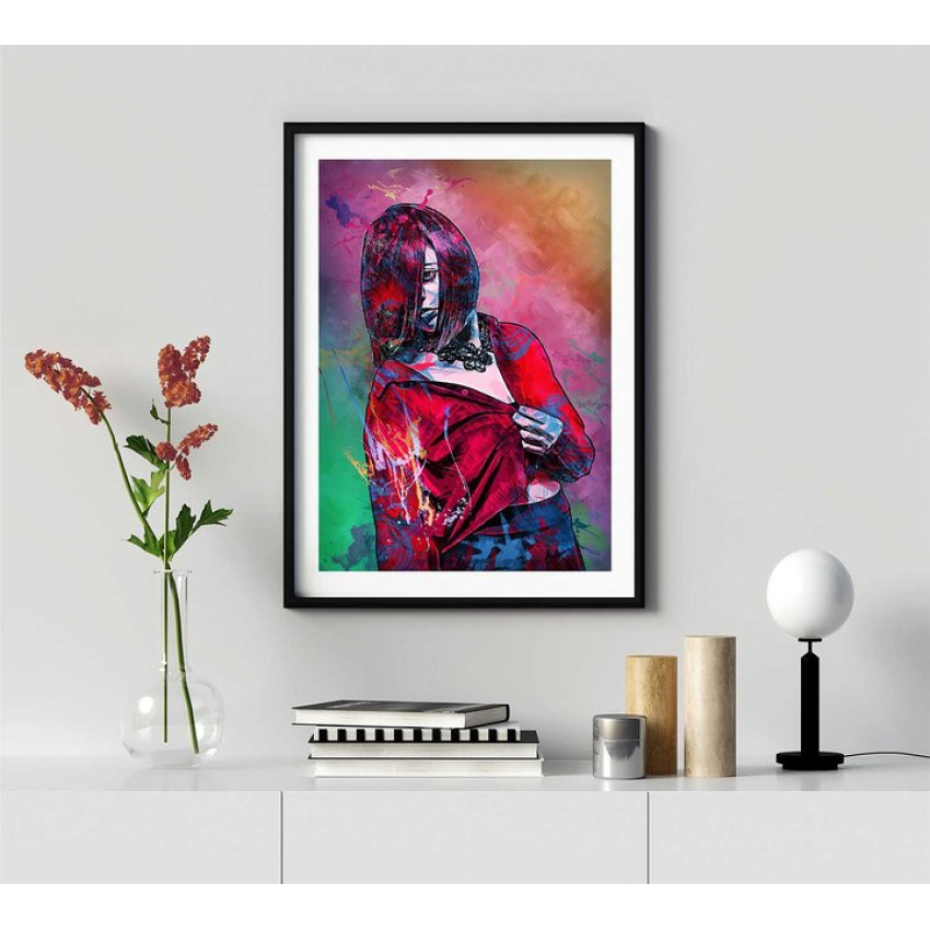 Abstrakt målning av flicka - Färgstark poster
