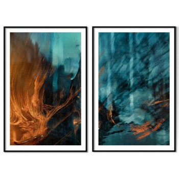 Teal / orange abstract art - Poster in two pieces
