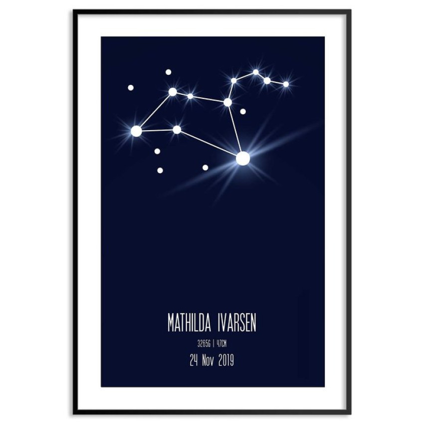 Lejonet poster - Personlig födelsetavla med stjärntecken