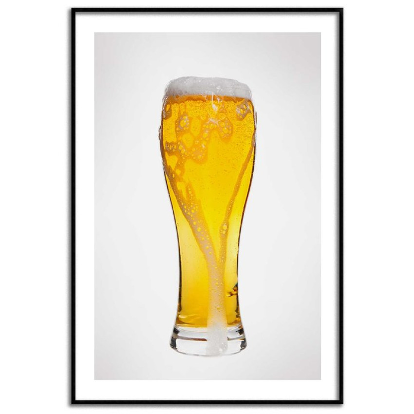 Öl i ölglas - Enkel poster med vit bakgrund