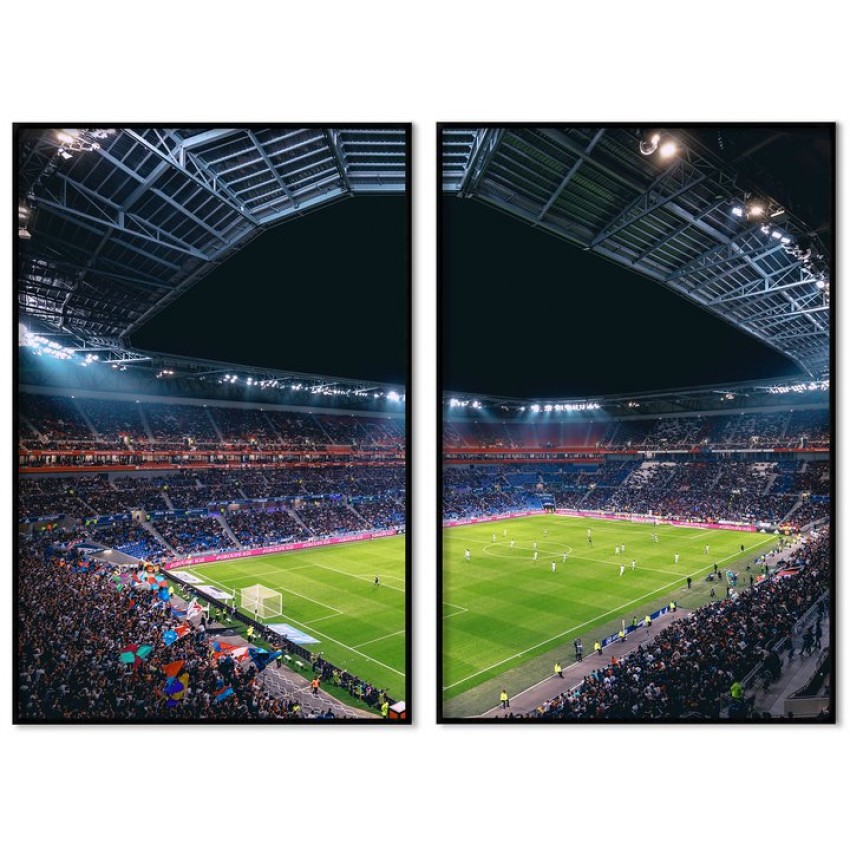 Fotbollsstadion - Färgstark tavla i två delar