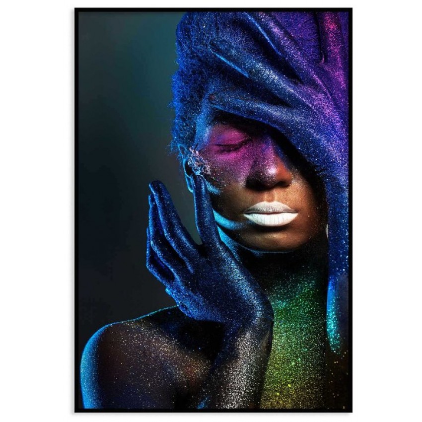 Kvinna i glitter - Abstrakt färgstark poster