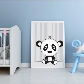 Panda björn - Trendig & svartvit barntavla Panda björn - Trendig & svartvit barntavla