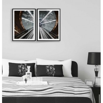 Abstrakt fotokonst - Svartvit tavla i två delar