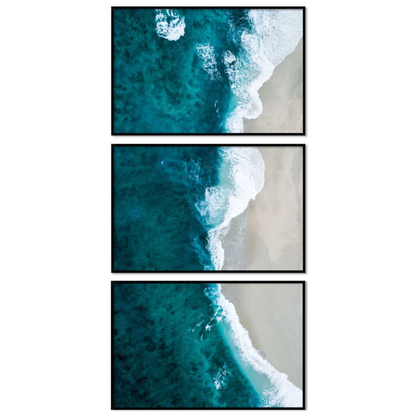 Abstrakt strand 50x70cm x 3 turkos uppdelade posters