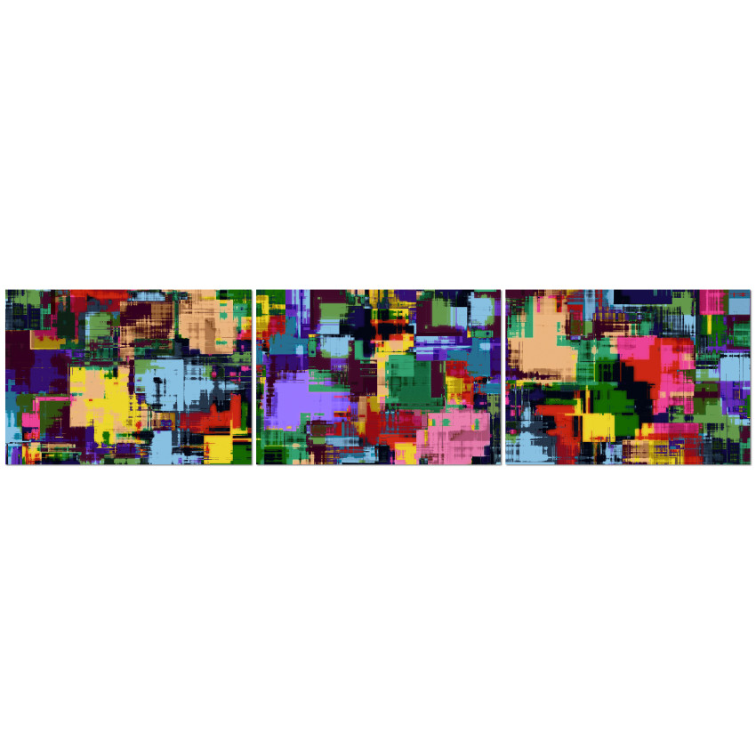 Abstrakt F&auml;rgglatt Motiv - Poster i Tre delar