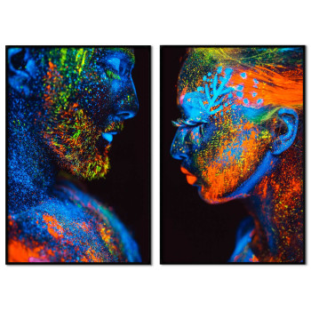 Psykedelisk k&auml;rlek 50x70cm x 2 uppdelad abstrakt tavla