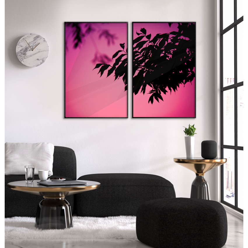 Rosa Botaniska Växter - Poster i Två Delar