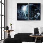 Asteroider & jorden - Uppdelad rymd tavla