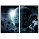 Asteroider & jorden - Uppdelad rymd tavla