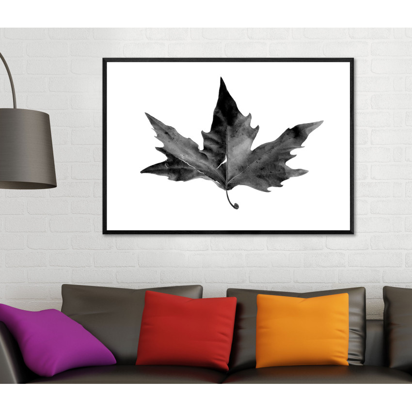 Autumn Leaf - Black and White Poster