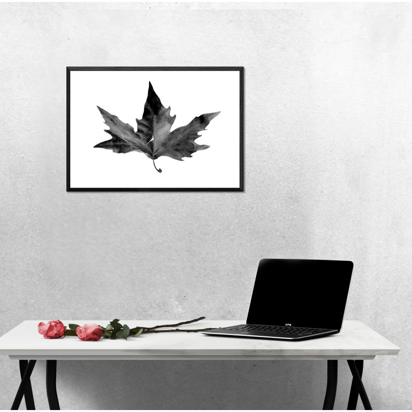 Autumn Leaf - Black and White Poster