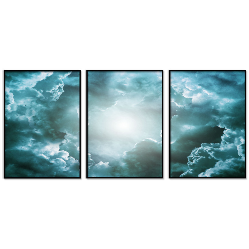 Beautiful Clouds - Turquoise Three Piece Poster