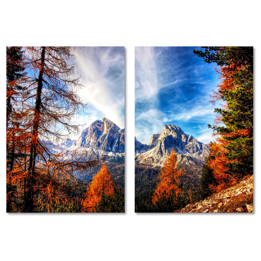 Beautiful Landscape with Mountains and Forest - Two Piece Poster Set