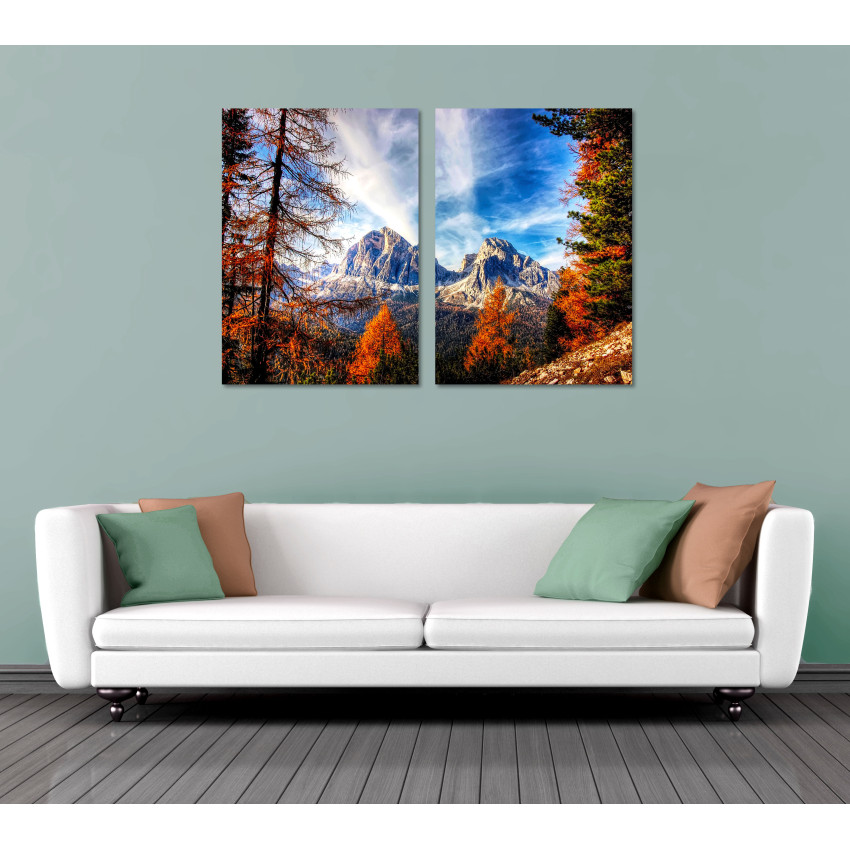Beautiful Landscape with Mountains and Forest - Two Piece Poster Set