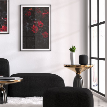 Beautiful Red Flowers - Black and White Poster