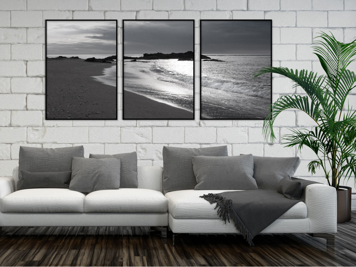 Big Black and White Poster Shore - Three Pieces