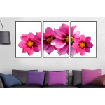 Big Pink Poster with Flowers - Three Pieces