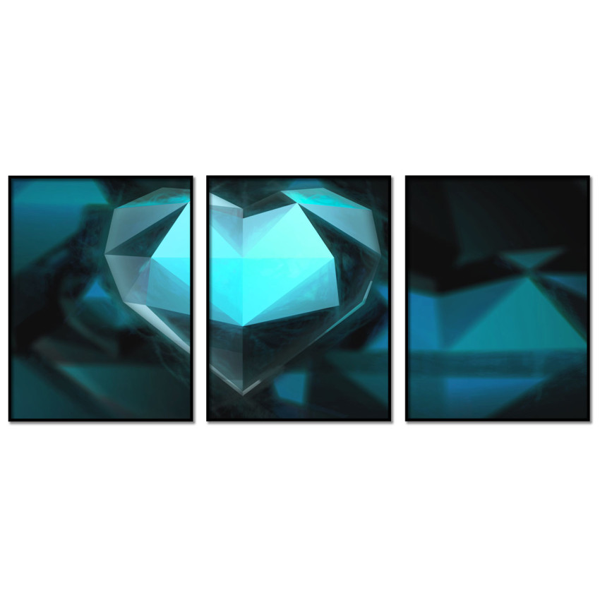 Big Three Piece Poster - Turquoise Diamond Heart