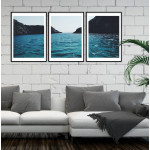 Black and White Blue Three Piece Poster - Beautiful Sea