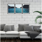 Black and White Blue Three Piece Poster - Beautiful Sea