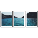 Black and White Blue Three Piece Poster - Beautiful Sea