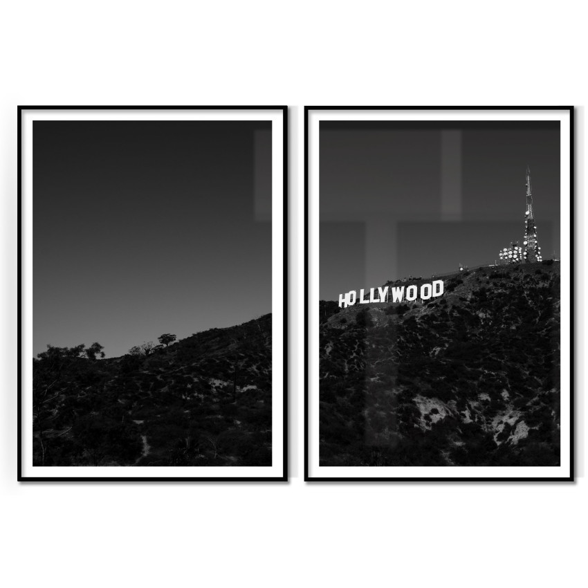 Black and White Hollywood Sign - Two Piece Poster