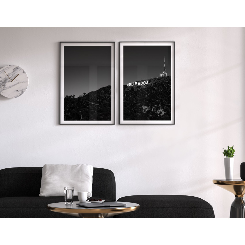 Black and White Hollywood Sign - Two Piece Poster