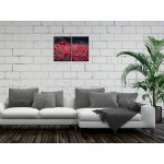 Black and White Red Poster - Flowers