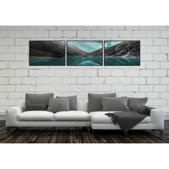 Black and White Turquoise Three Piece Poster - Lake and Nature