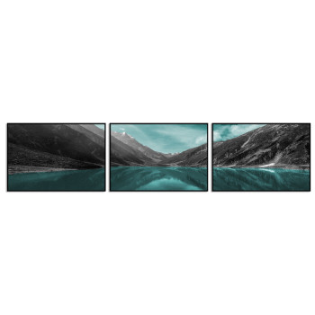 Black and White Turquoise Three Piece Poster - Lake and Nature