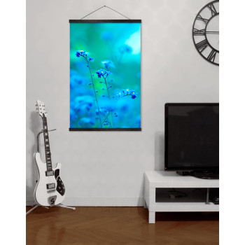 Blue Flowers Blue Background - Big Poster