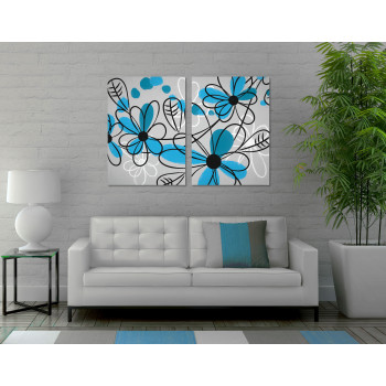 Blue Flowers Painting - Big Poster in Two Pieces