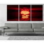 Bomb in the Sea - Red Poster in Three Pieces