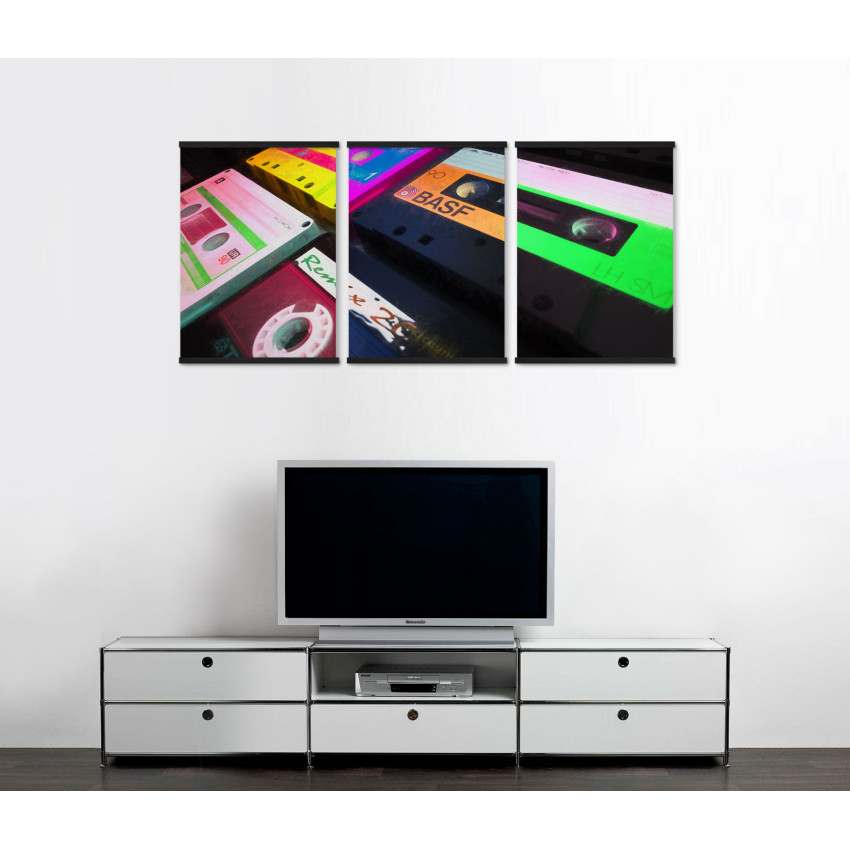 Cassette Tapes 90's Forever - Retro Poster in Three Pieces