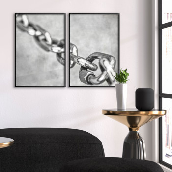 Kedja i närbild - Svartvit poster i två delar