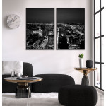 Stadsmotiv cityscape - Svartvitt tavelset i två delar