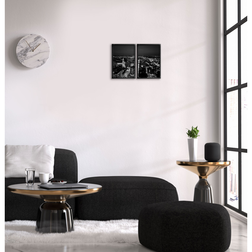 Stadsmotiv cityscape - Svartvitt tavelset i två delar
