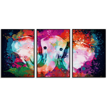 Colorful African elephant - Three piece poster