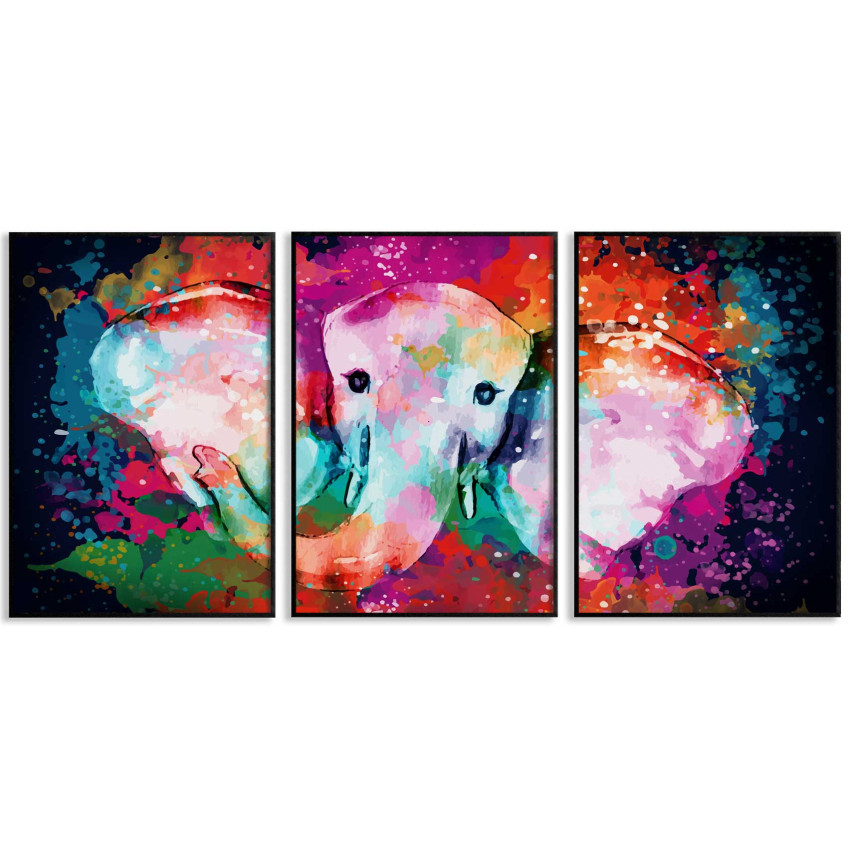 Colorful African elephant - Three piece poster