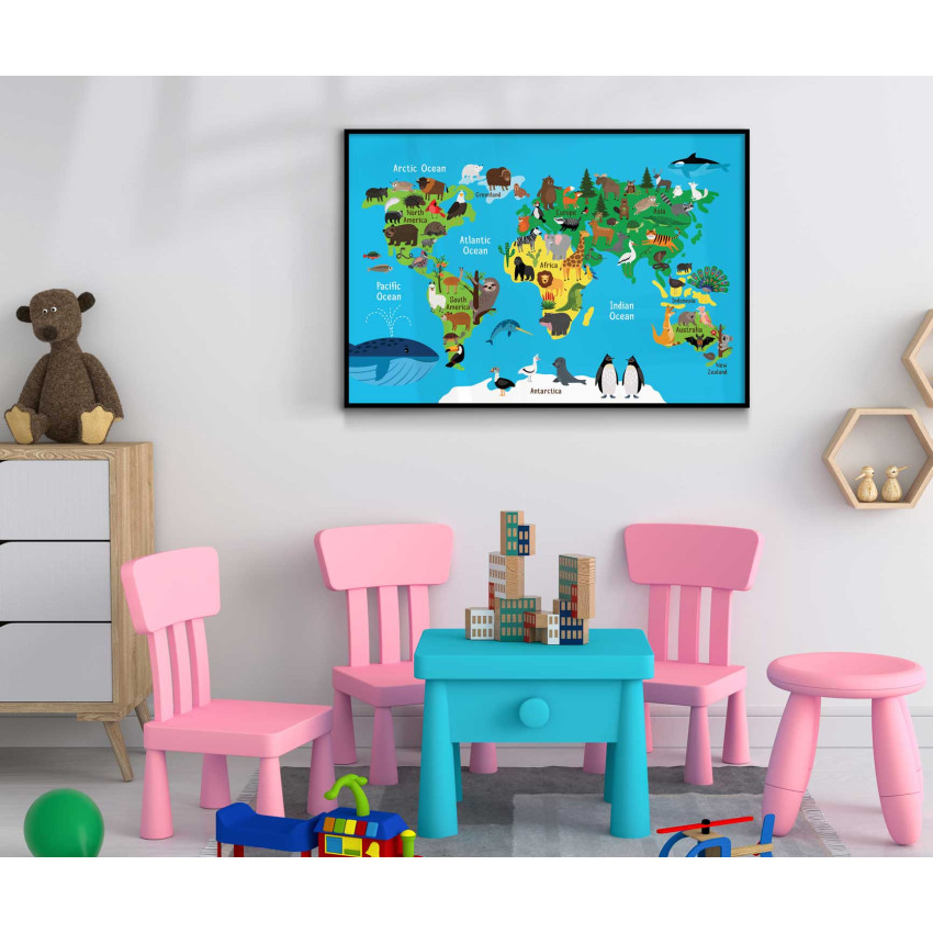 Colorful map of the world 61x91cm kids poster