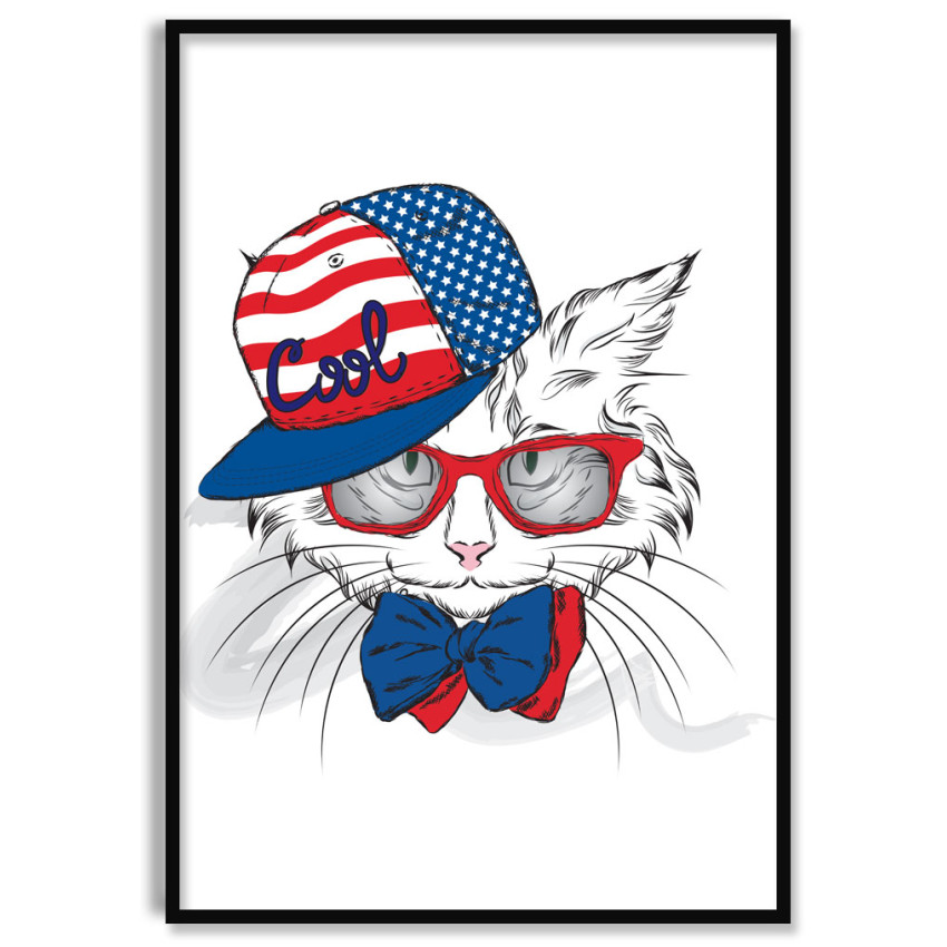Cool Cat in Cap  - Poster