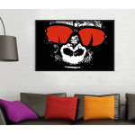 Cool Gorilla with Sunglasses - Black White Red Poster